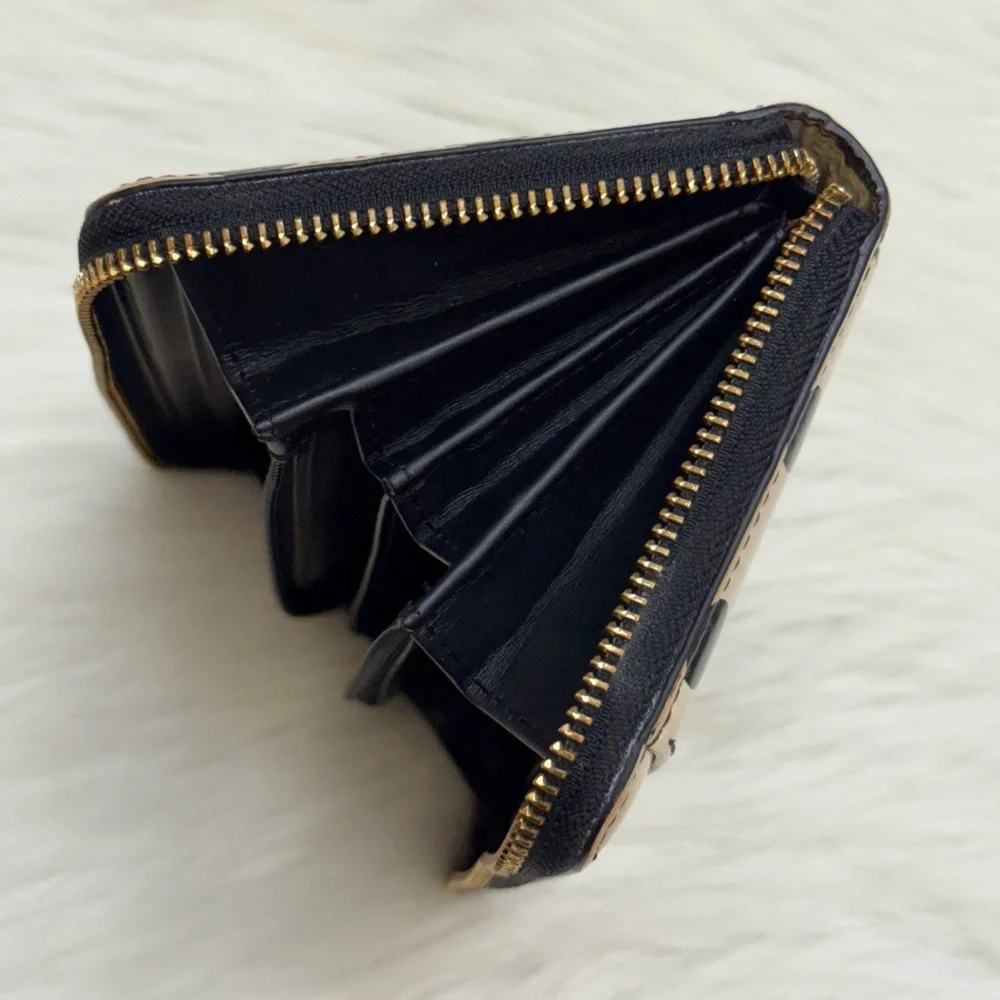 KATE SPADE - BLACK WHITE PATENT LEATHER NY CEDAR STREET LACEY LONG ZIP WALLET